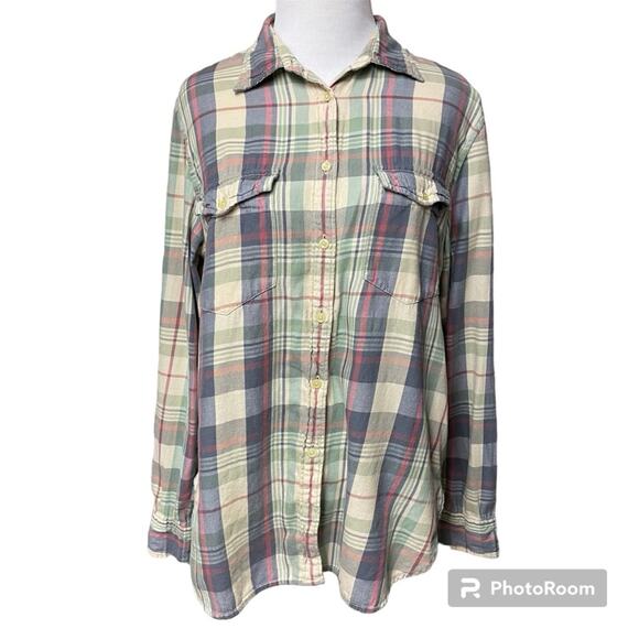 Ralph Lauren Denim Supply Large Plaid Button Down Flannel Shirt Long Sleeve Med - Picture 1 of 6